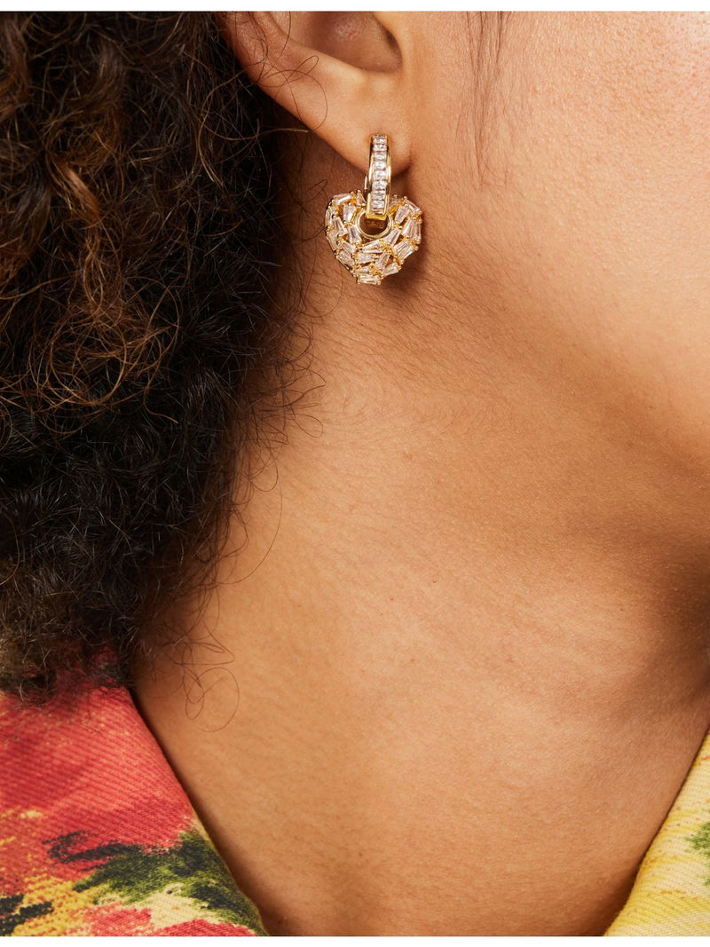 Crystal Haze cubic zirconia heart earrings, gold plated, imported from the UK