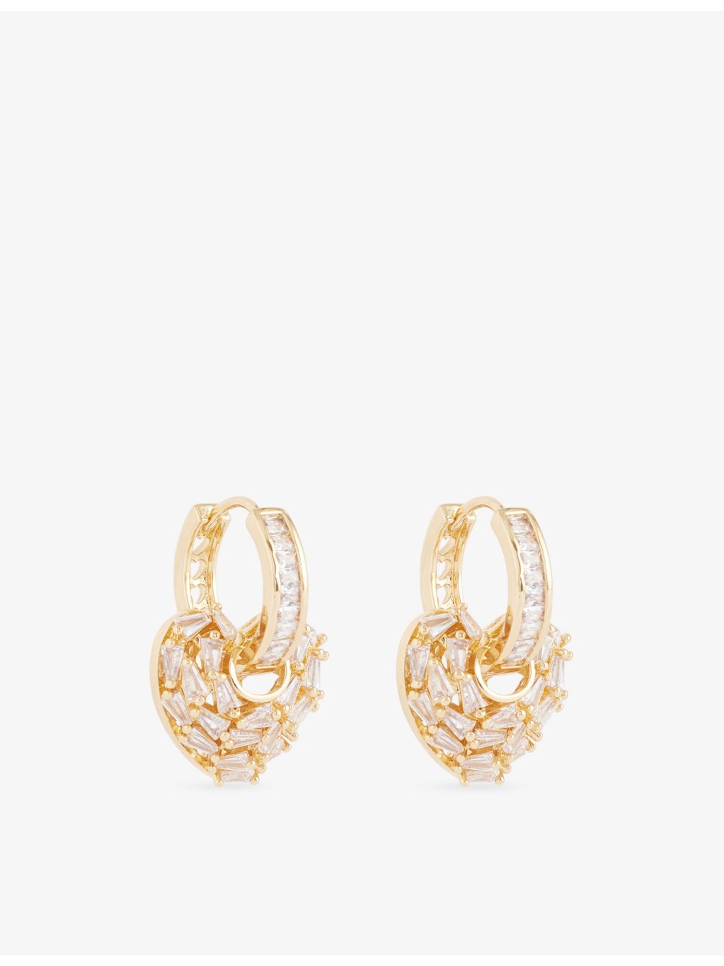 Crystal Haze cubic zirconia heart earrings, gold plated, imported from the UK