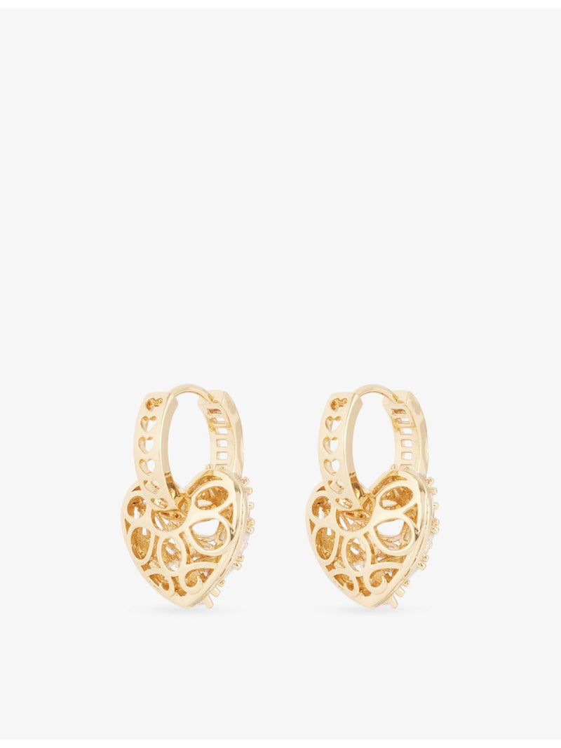 Crystal Haze cubic zirconia heart earrings, gold plated, imported from the UK
