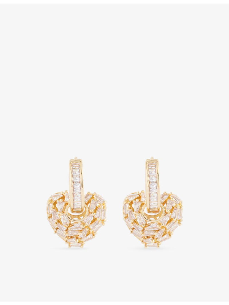 Crystal Haze cubic zirconia heart earrings, gold plated, imported from the UK