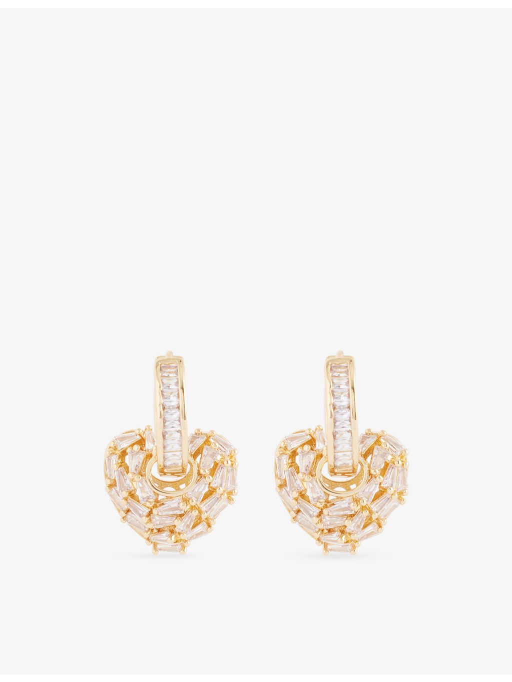 Crystal Haze cubic zirconia heart earrings, gold plated, imported from the UK