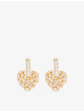 Crystal Haze cubic zirconia heart earrings, gold plated, imported from the UK