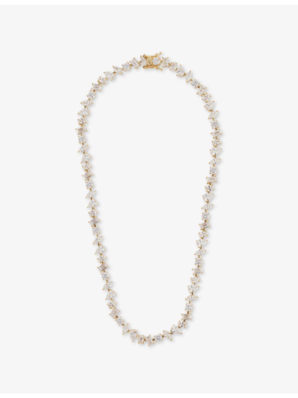 Crystal Haze gold-plated brass tennis necklace with cubic zirconia (British brand)
