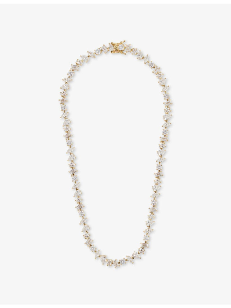 Crystal Haze gold-plated brass tennis necklace with cubic zirconia (British brand)