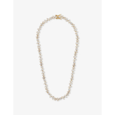 selfridges Crystal Haze Irregular 18ct Gold-Plated Brass Tennis Necklace- Buy online at McGrocer