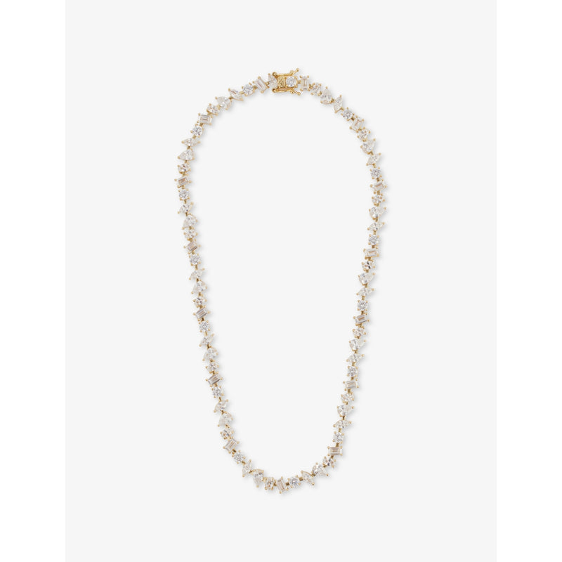 Crystal Haze gold-plated brass tennis necklace with cubic zirconia (British brand)