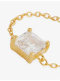 Eterna square 18ct yellow-gold plated brass cubic zirconia ring - British product