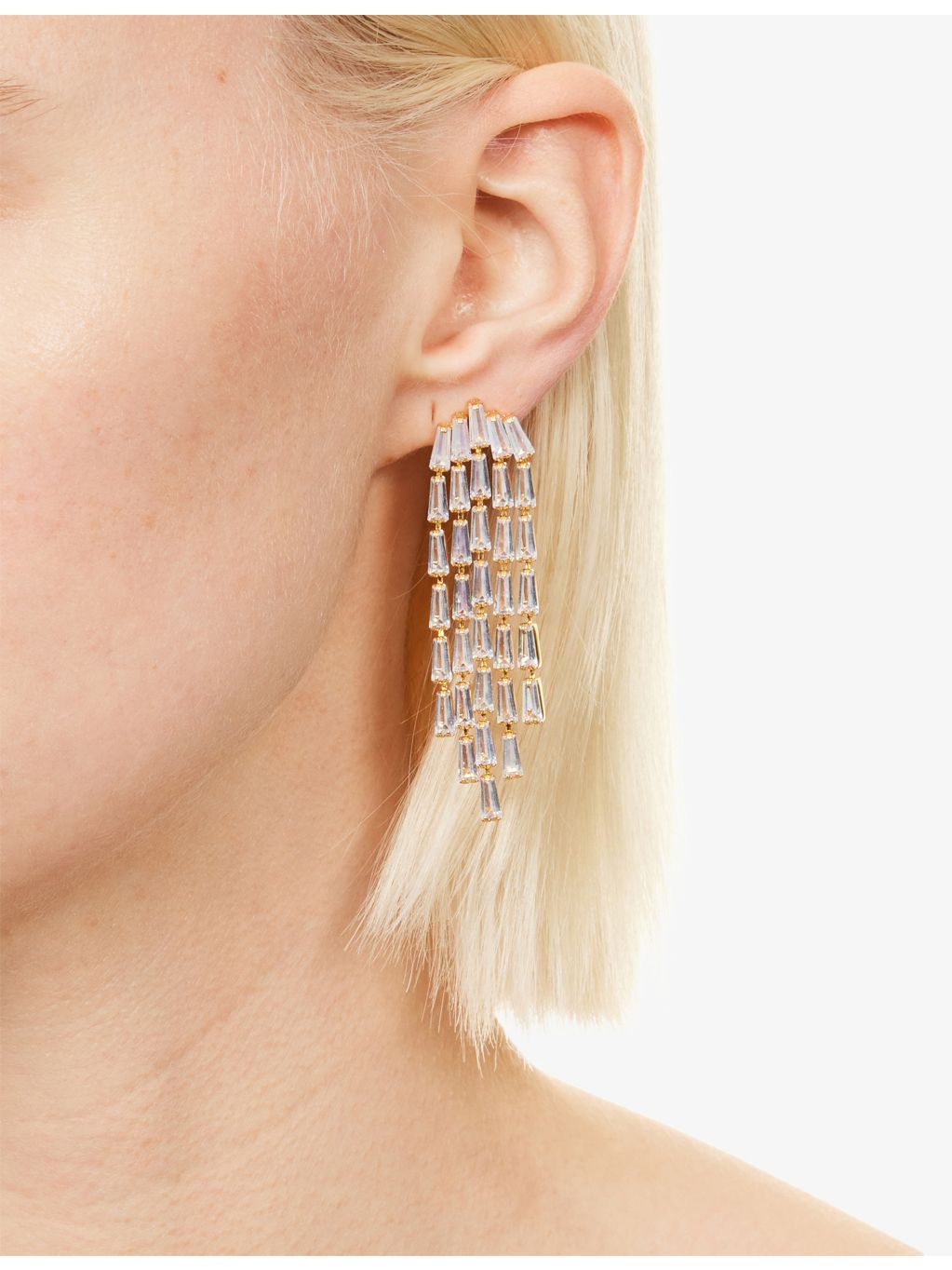 Crystal Haze gold plated brass cubic zirconia earrings - British product