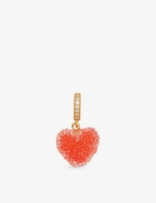 Crystal Haze gold plated enamel heart pendant 2.5cm - British product