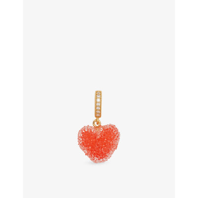 selfridges Crystal Haze Jelly Heart Connector 18ct Yellow-Gold Plated Brass and Enamel Pendant- Buy online at McGrocer