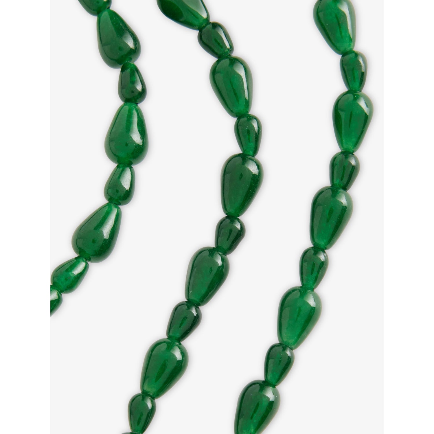 Minerva jade beaded necklace with teardrop beads, 100cm, UK version