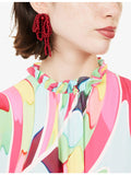 Minerva bow-drop beaded earrings in 100% resin - British product