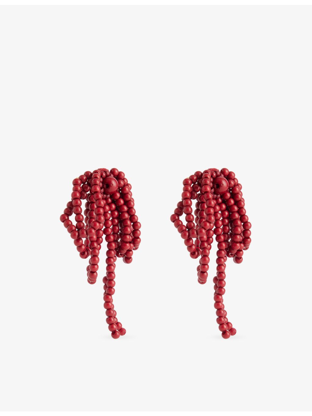 Minerva bow-drop beaded earrings in 100% resin - British product