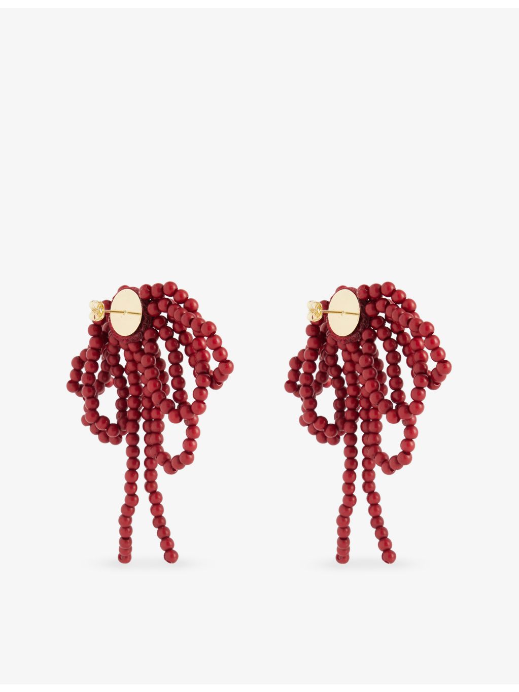 Minerva bow-drop beaded earrings in 100% resin - British product
