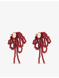Minerva bow-drop beaded earrings in 100% resin - British product
