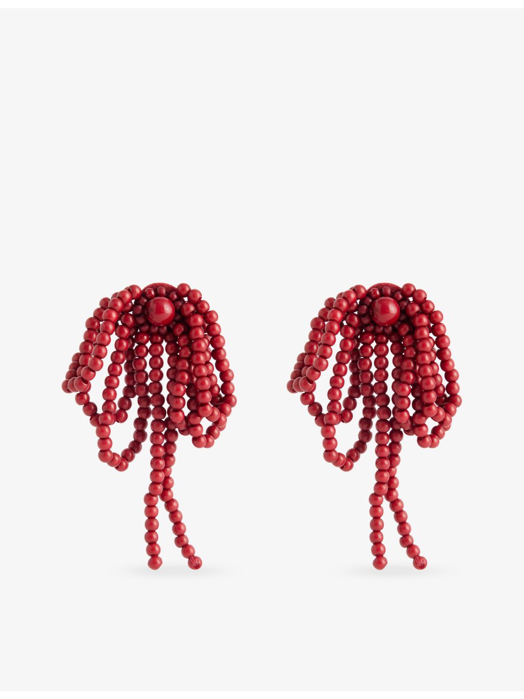 Minerva bow-drop beaded earrings in 100% resin - British product