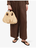 Neous Taurus Dumpling raffia shoulder bag with leather trims (British brand)