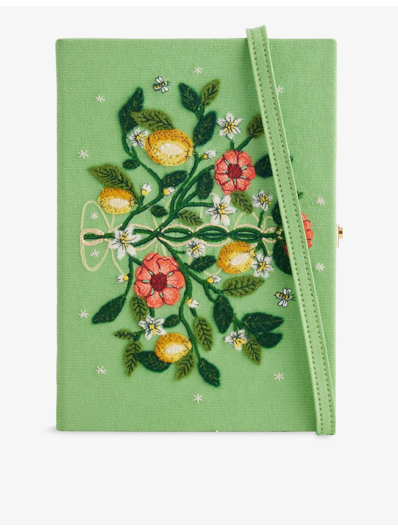 Olympia Le-Tan book clutch bag with botanical embroidery, British brand