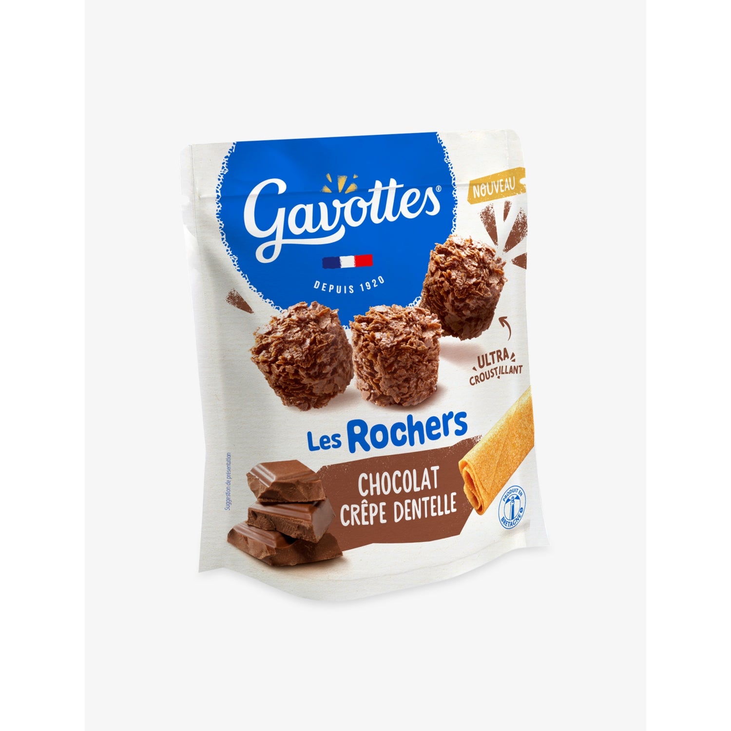 Maison Gavottes Les Rochers chocolate crepe dentelle 95g, imported from the UK