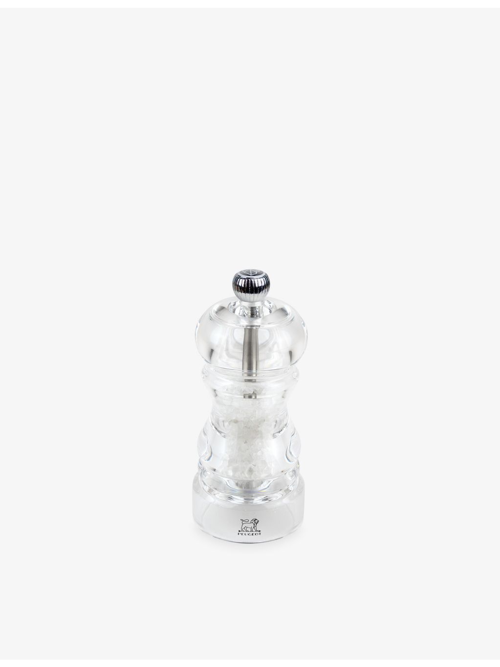Peugeot Nancy transparent acrylic salt mill 12cm, UK version