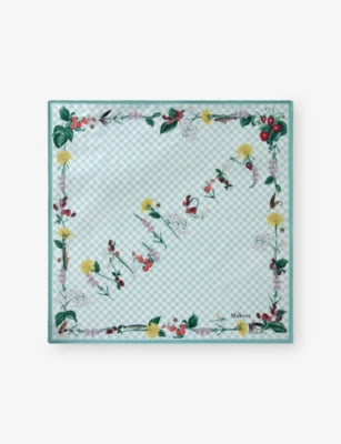 River Side Floral-Print Square Silk-Twill Scarf