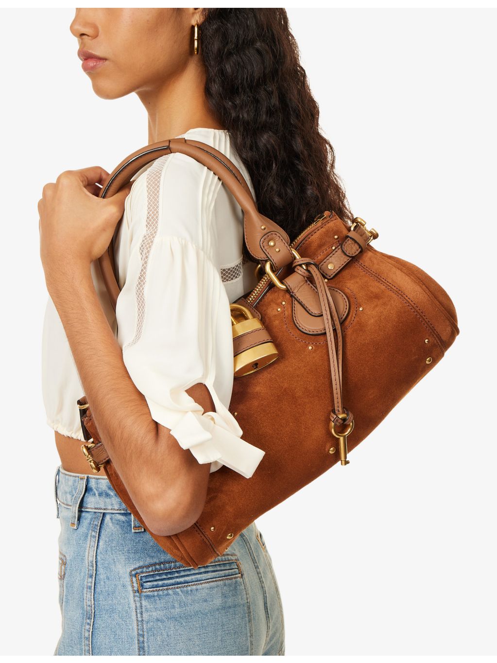 Chloé Paddington suede tote bag with padlock charm, UK version