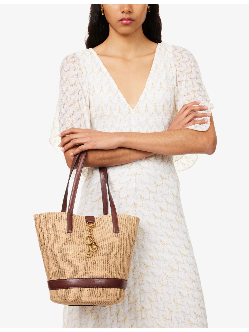 Chloé Charms medium raffia bucket bag - British product