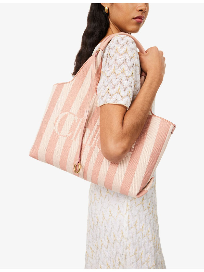 Chloe cotton-canvas tote bag with striped logo, UK version