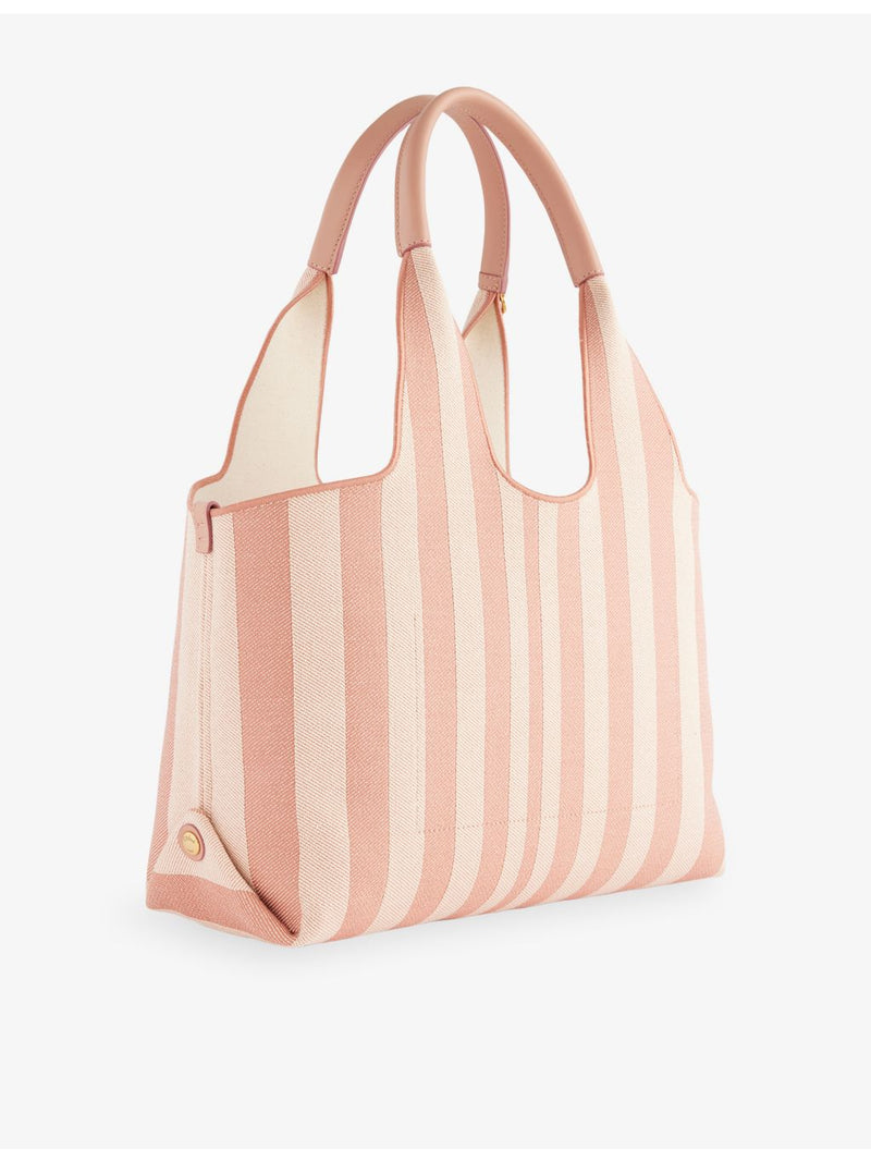 Chloe cotton-canvas tote bag with striped logo, UK version