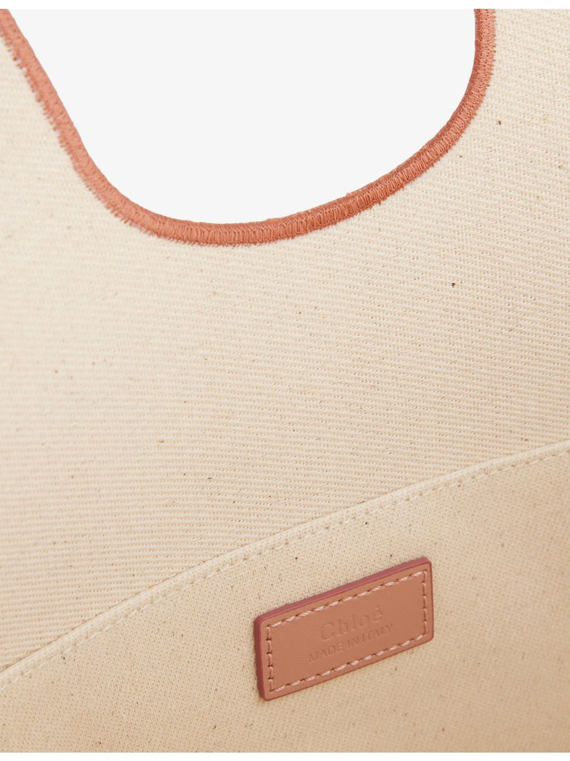 Chloe cotton-canvas tote bag with striped logo, UK version