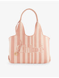Chloe cotton-canvas tote bag with striped logo, UK version