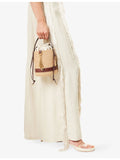 Chloé raffia bucket shoulder bag with charms, 16cm (British brand)