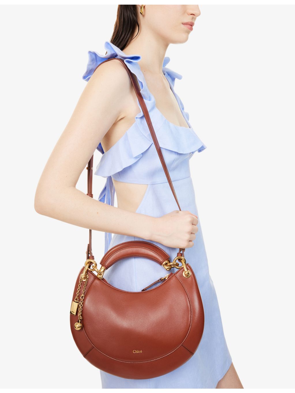 Chloé banana leather hobo bag with gold-tone hardware, imported from the UK