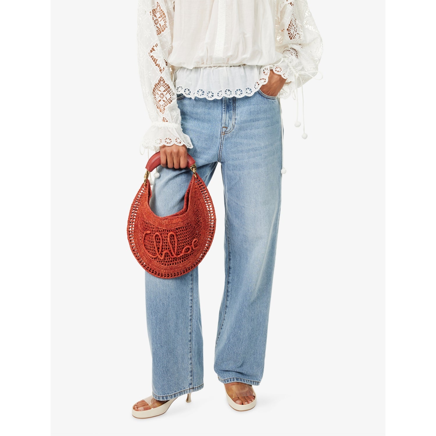 Chloé Summer Banana raffia hobo bag 36cm (British brand)