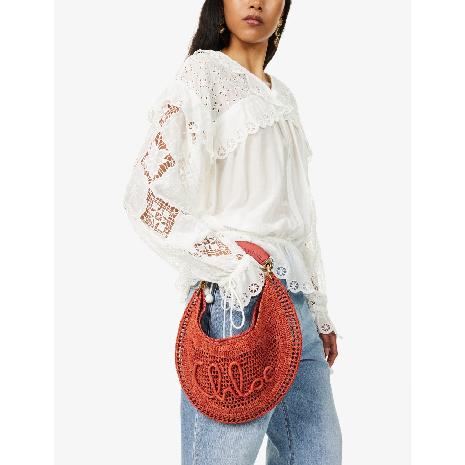 Chloé Summer Banana raffia hobo bag 36cm (British brand)
