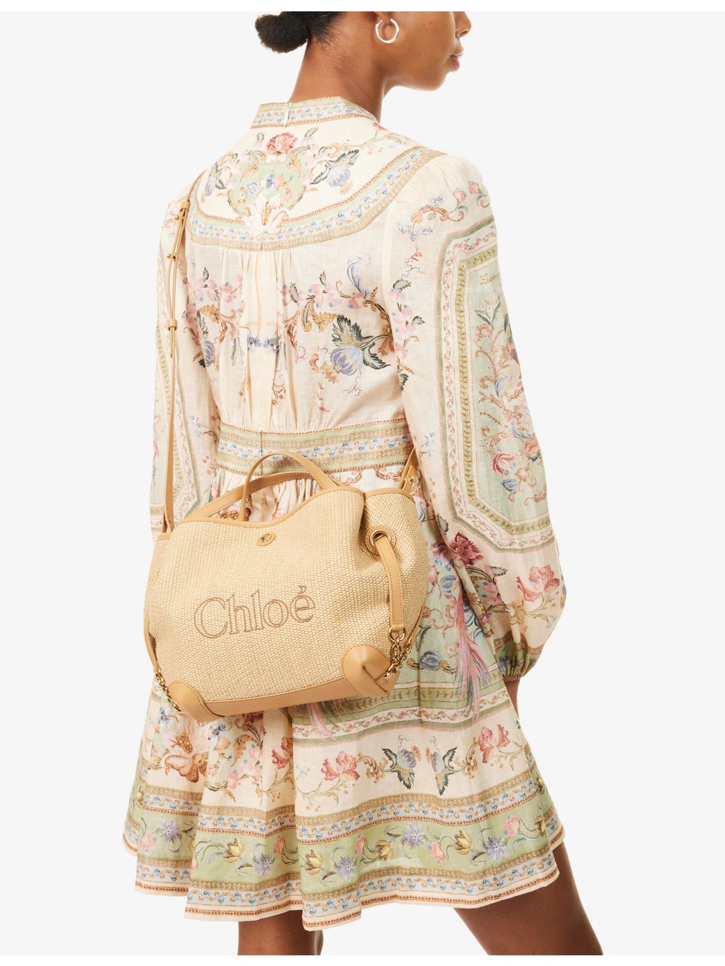 Chloé Clover Small Raffia-Effect Shoulder Bag, UK version