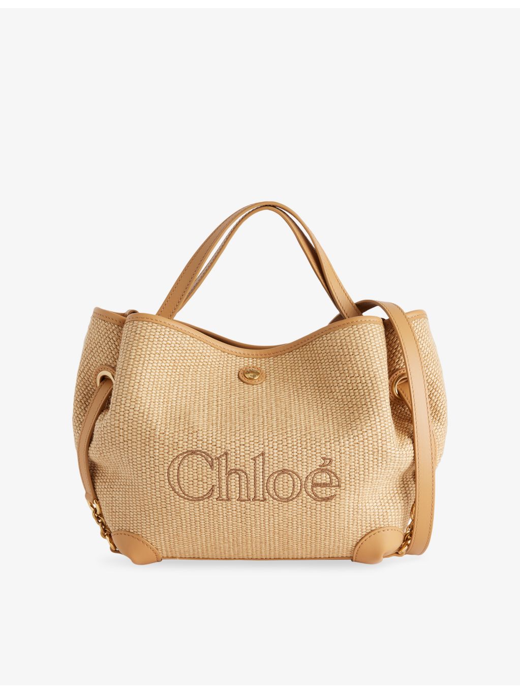Chloé Clover Small Raffia-Effect Shoulder Bag, UK version