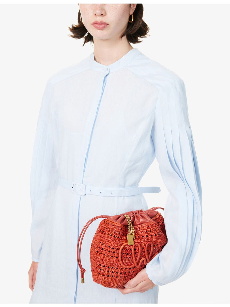 Chloé raffia pouch summer banana drawstring - British product