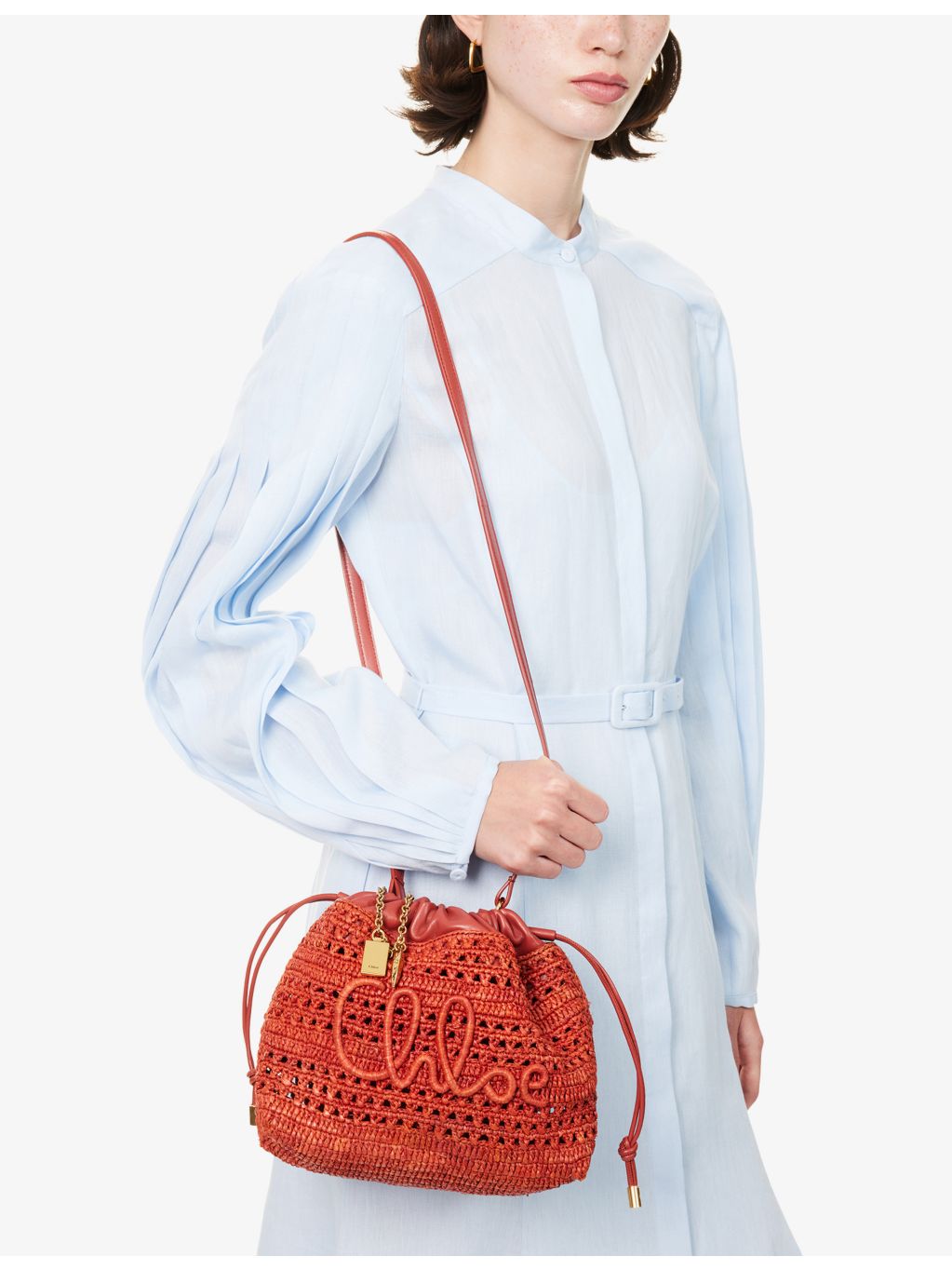 Chloé raffia pouch summer banana drawstring - British product