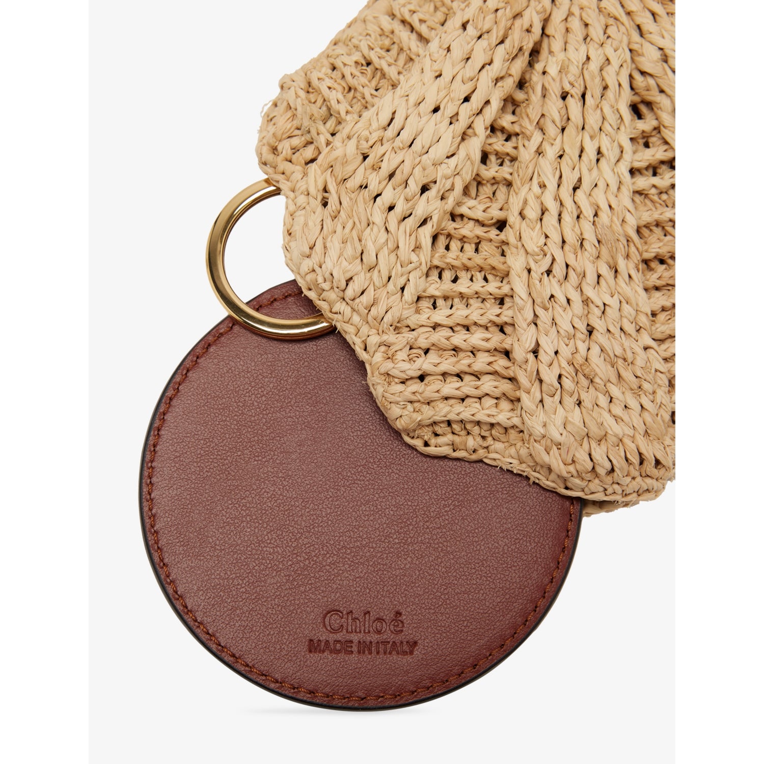 Chloé seashell and mirror raffia bag charm, imported from the UK