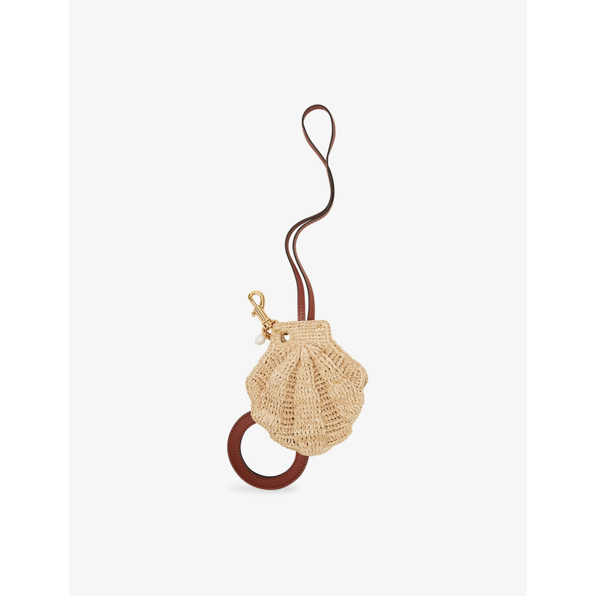 Chloé seashell and mirror raffia bag charm, imported from the UK