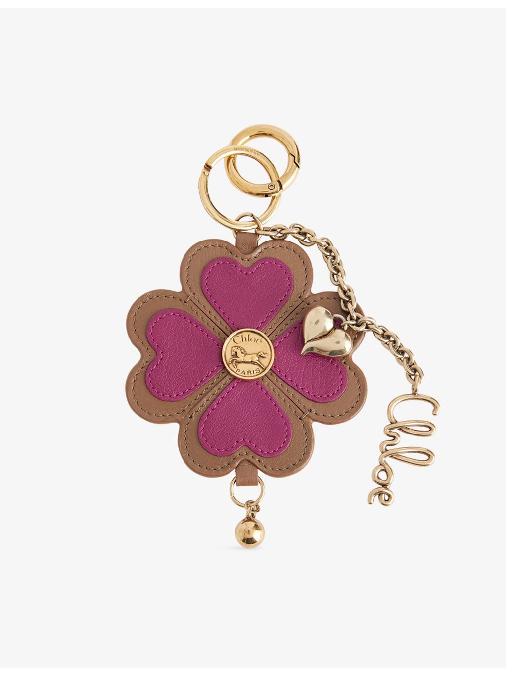 Chloé Clover leather and metal bag charm, UK version