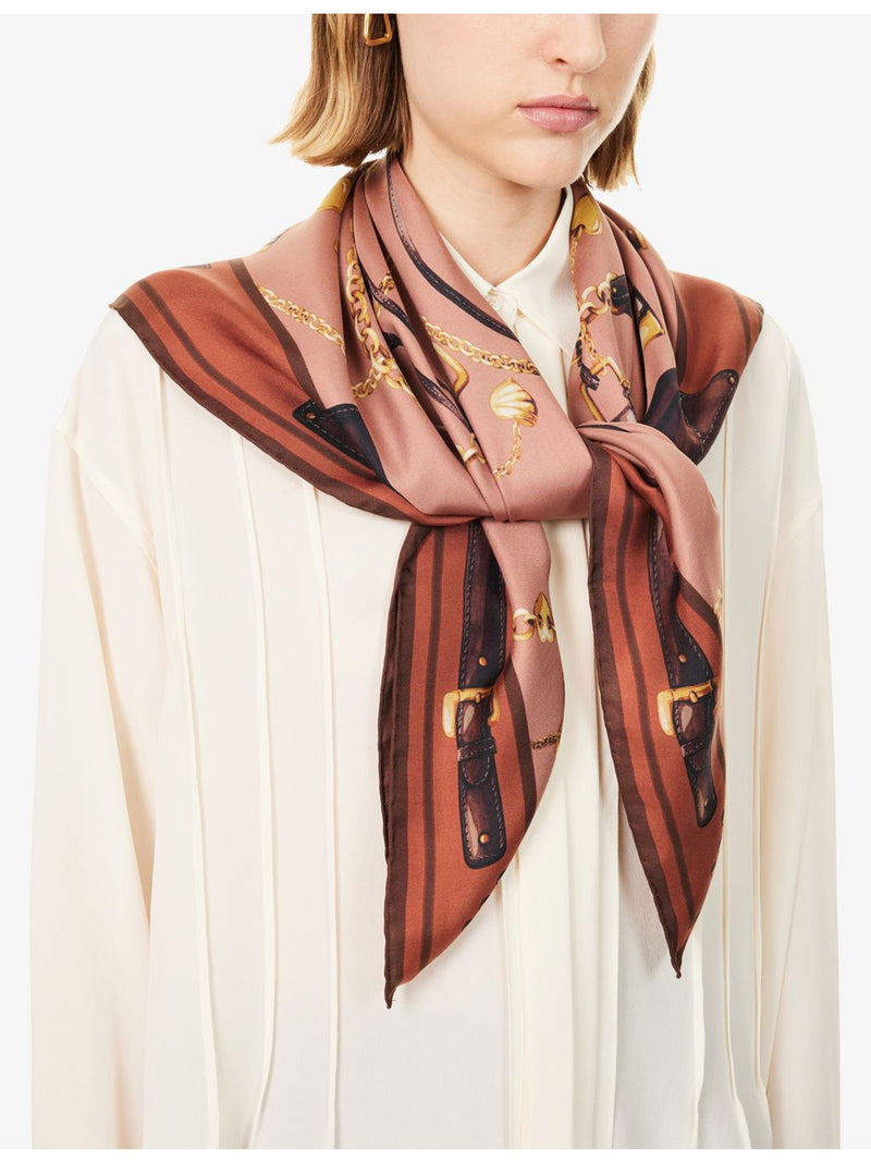 Chloé Paddington printed silk scarf 7cm x 120cm - British product