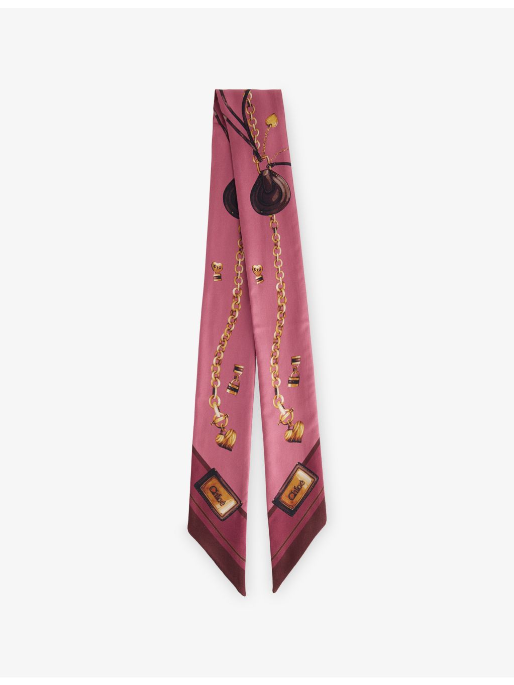 Chloé silk scarf with Paddington print, 7cm by 120cm - British product