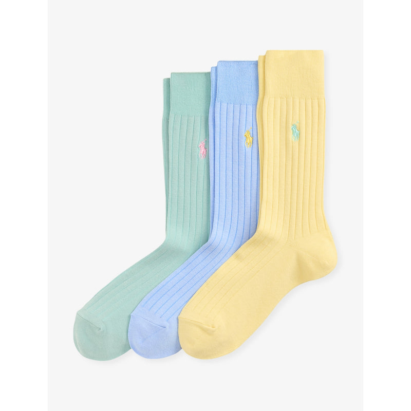 Pack of Three Ribbed Cotton-Blend Socks - 5.5-8