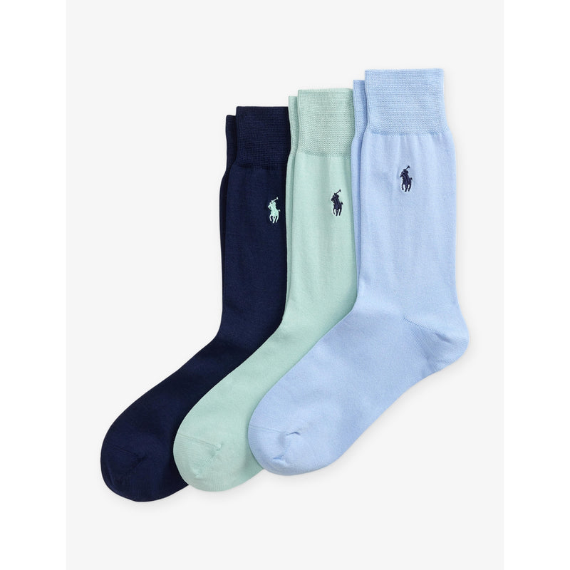 Logo-Embroidery Pack of Three Cotton-Blend Socks - 5.5-8