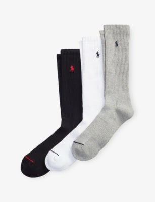Polo Ralph Lauren Ribbed Cotton-Blend Crew Socks 3-Pack