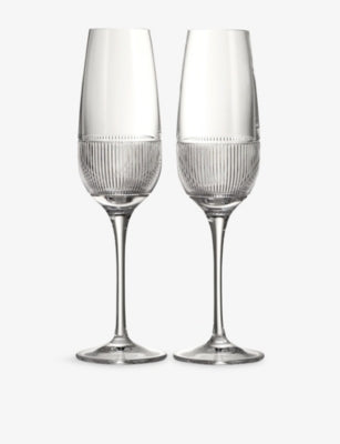 Wedgwood Helia crystal flute glass set of two, 335ml - British product