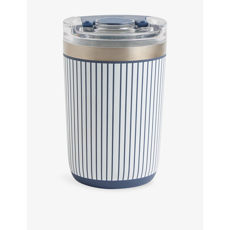 Wedgwood Gio Blue Stripe stainless steel tumbler 350ml - British product