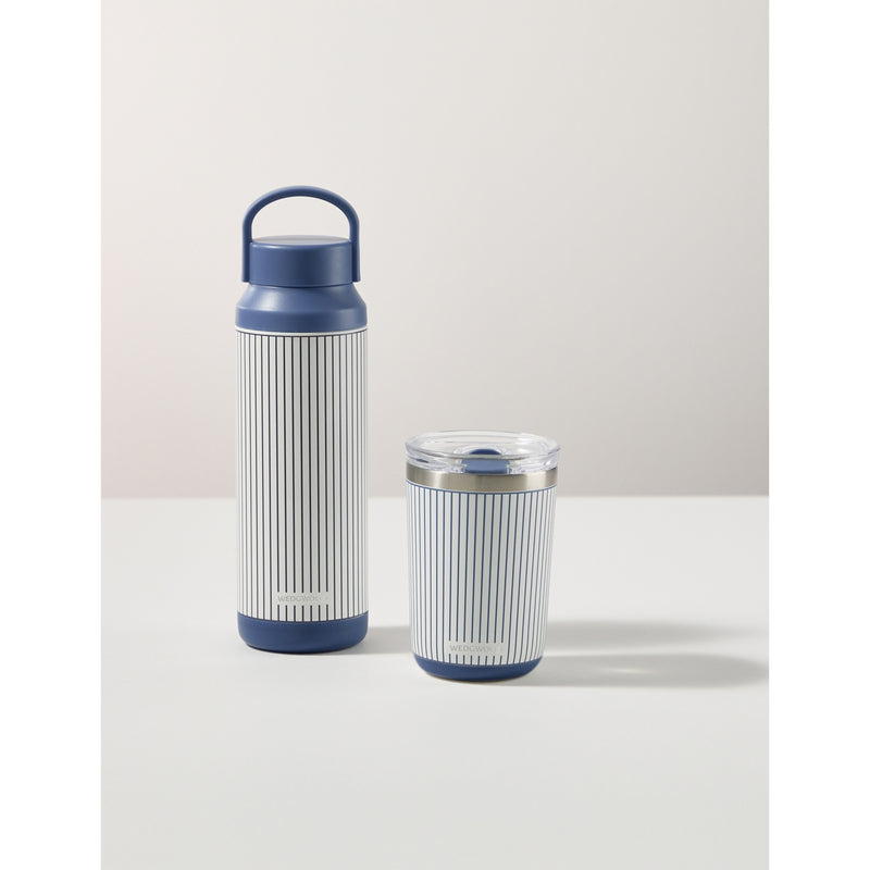 Wedgwood Gio Blue Stripe stainless steel tumbler 350ml - British product